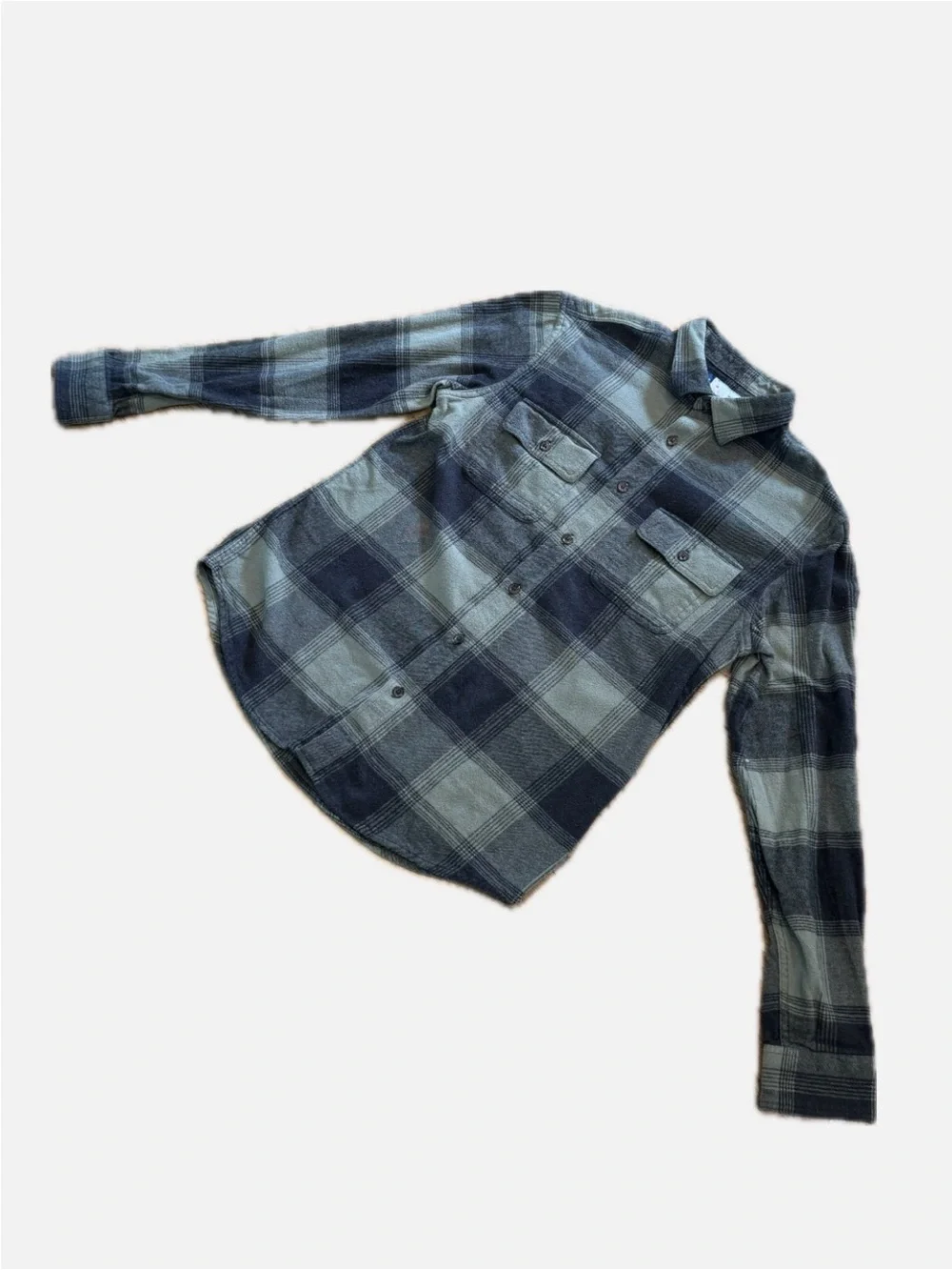 Old Navy - Green and Black Plaid Button-Down Flannel Shirt - Picture 3 of 6